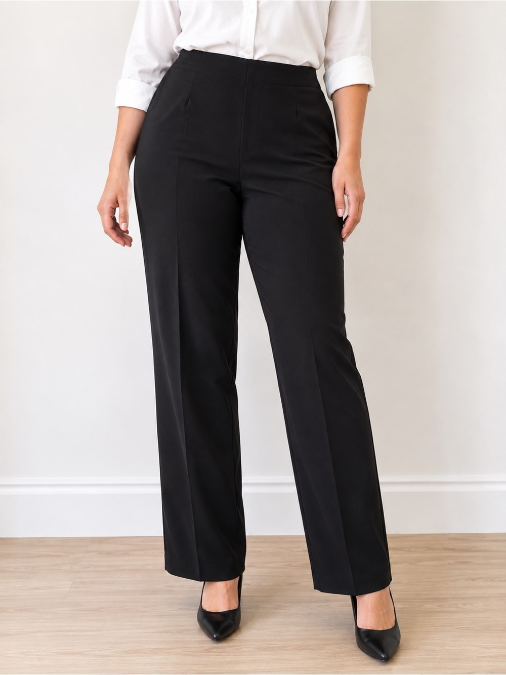 Vintage NEWPORT NEWS Black High Rise Straight Leg Trousers Pants Plus Size 18